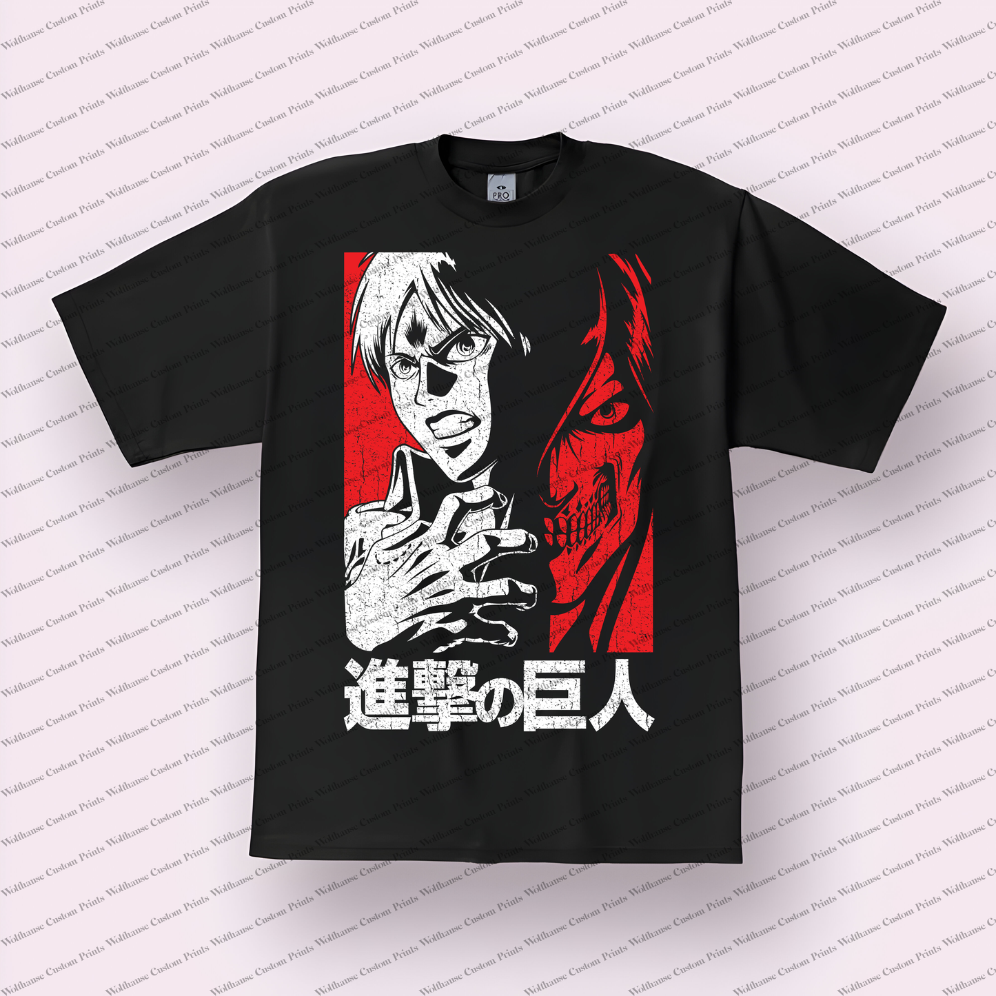 Attack on Titan Attack on Titan Eren Titan Split Face Distressed Graphic Tee