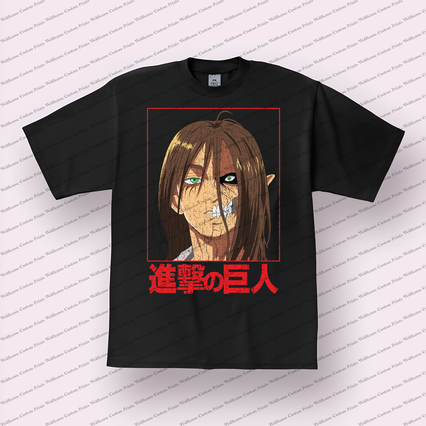 Attack on Titan Eren Yeager Post-Timeskip Human Titan Split Distressed Tee