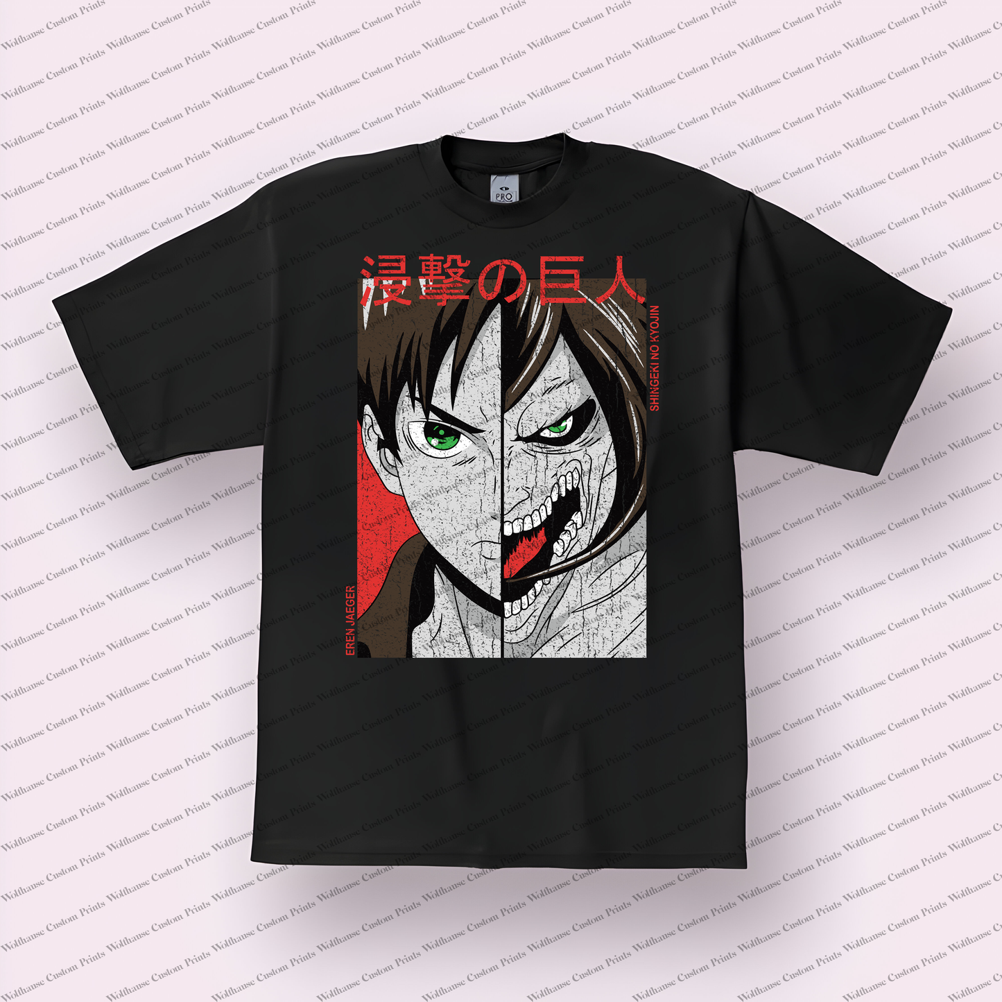 Attack on Titan Eren Yeager Human & Titan Split Distressed Graphic Tee