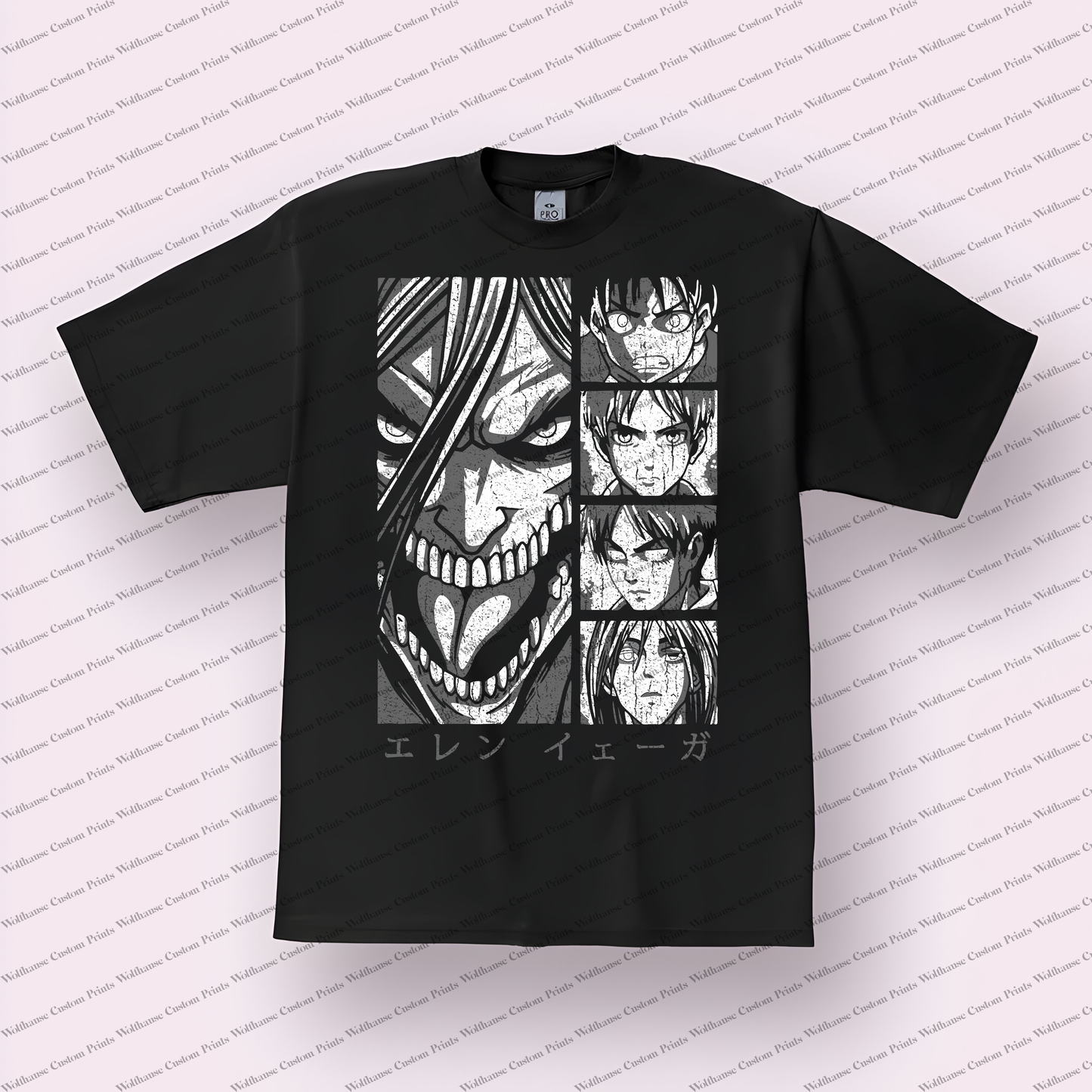 Attack on Titan Eren, Mikasa, & Levi Comic Panel Distressed Graphic T-Shirt