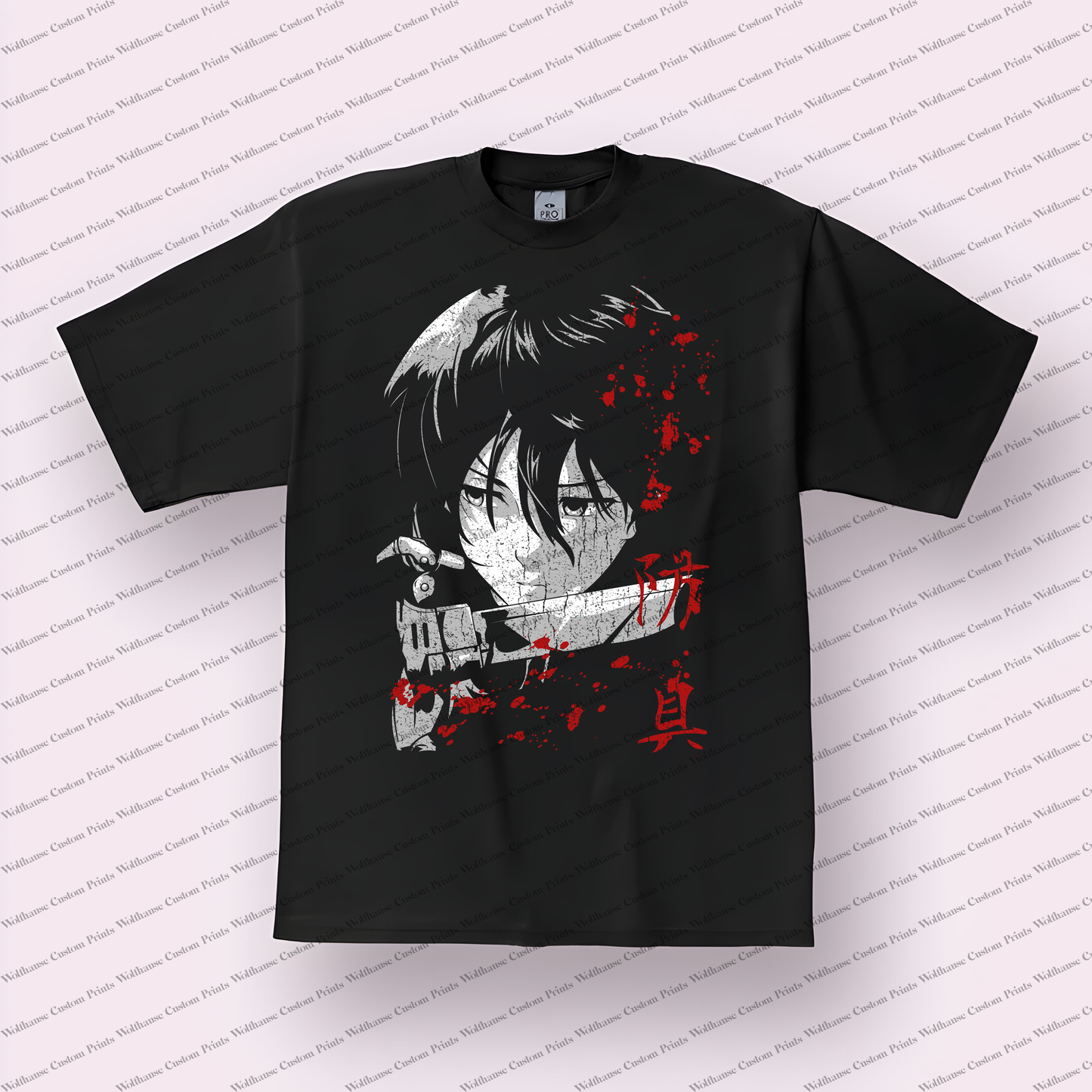 Attack on Titan Mikasa Ackerman Red Splatter Graphic Distressed T-Shirt