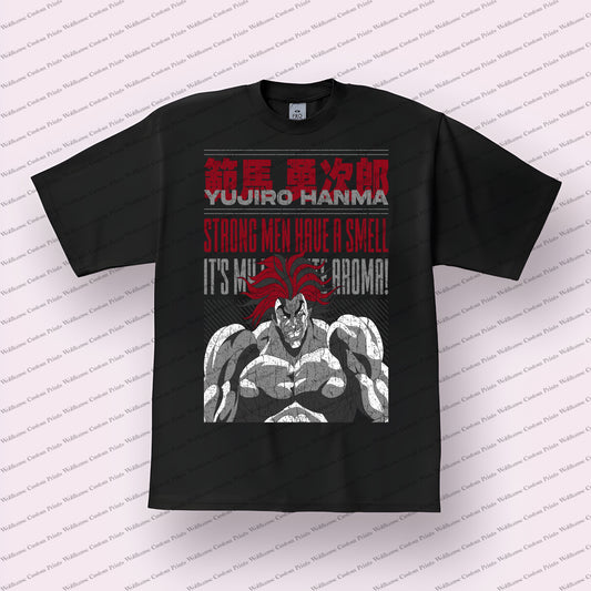 Baki the Grappler Yujiro Hanma "The Ogre" Strong Men Have a Smell It's My Favorite Aroma! Distressed Graphic Tee