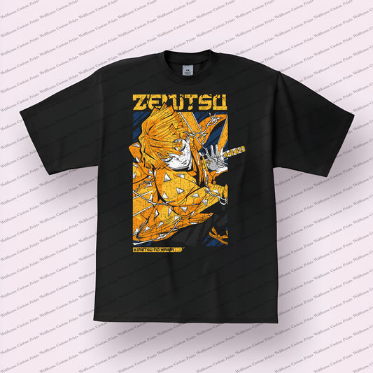 Demon Slayer Zenitsu Agatsuma Distressed Graphic Tee