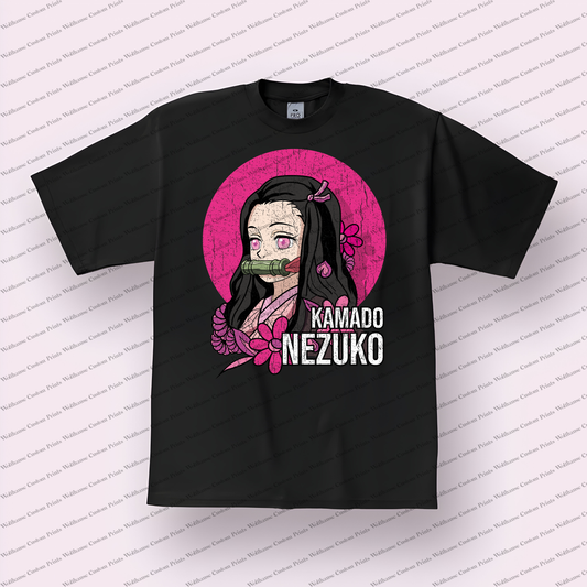 Demon Slayer Nezuko Kamado Cherry Blossom Distressed Graphic Tee