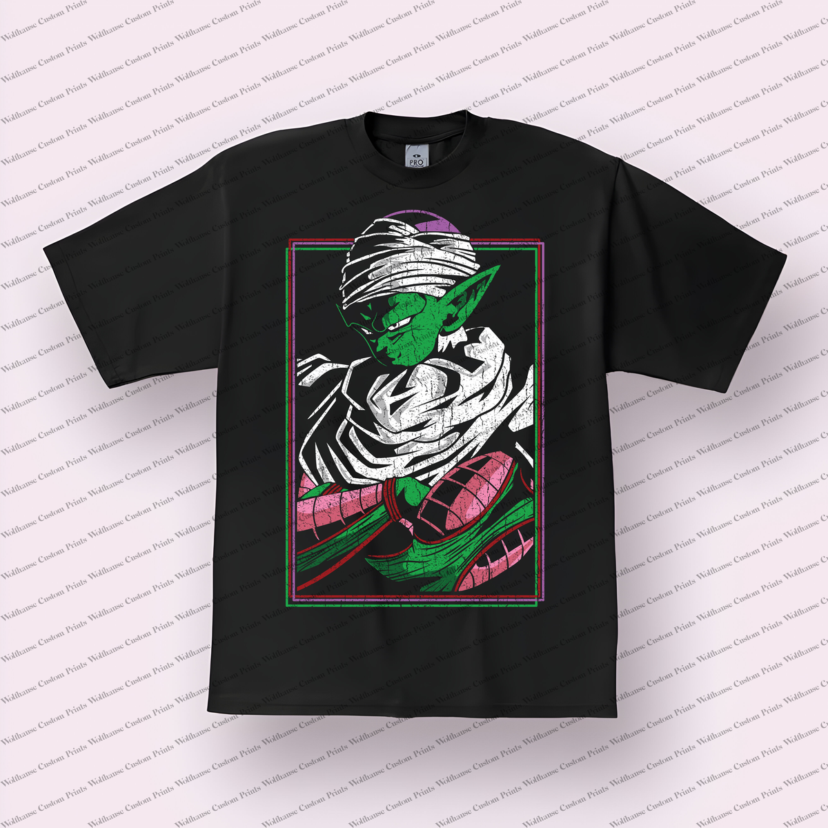Piccolo Wrapped Turban Portrait Distressed Anime Graphic T-Shirt