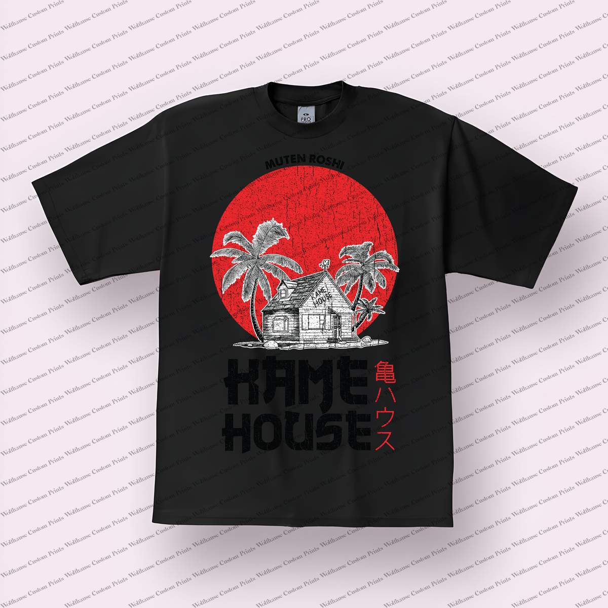 Master Roshi Kame House Island Sunset Distressed Anime Graphic T-Shirt