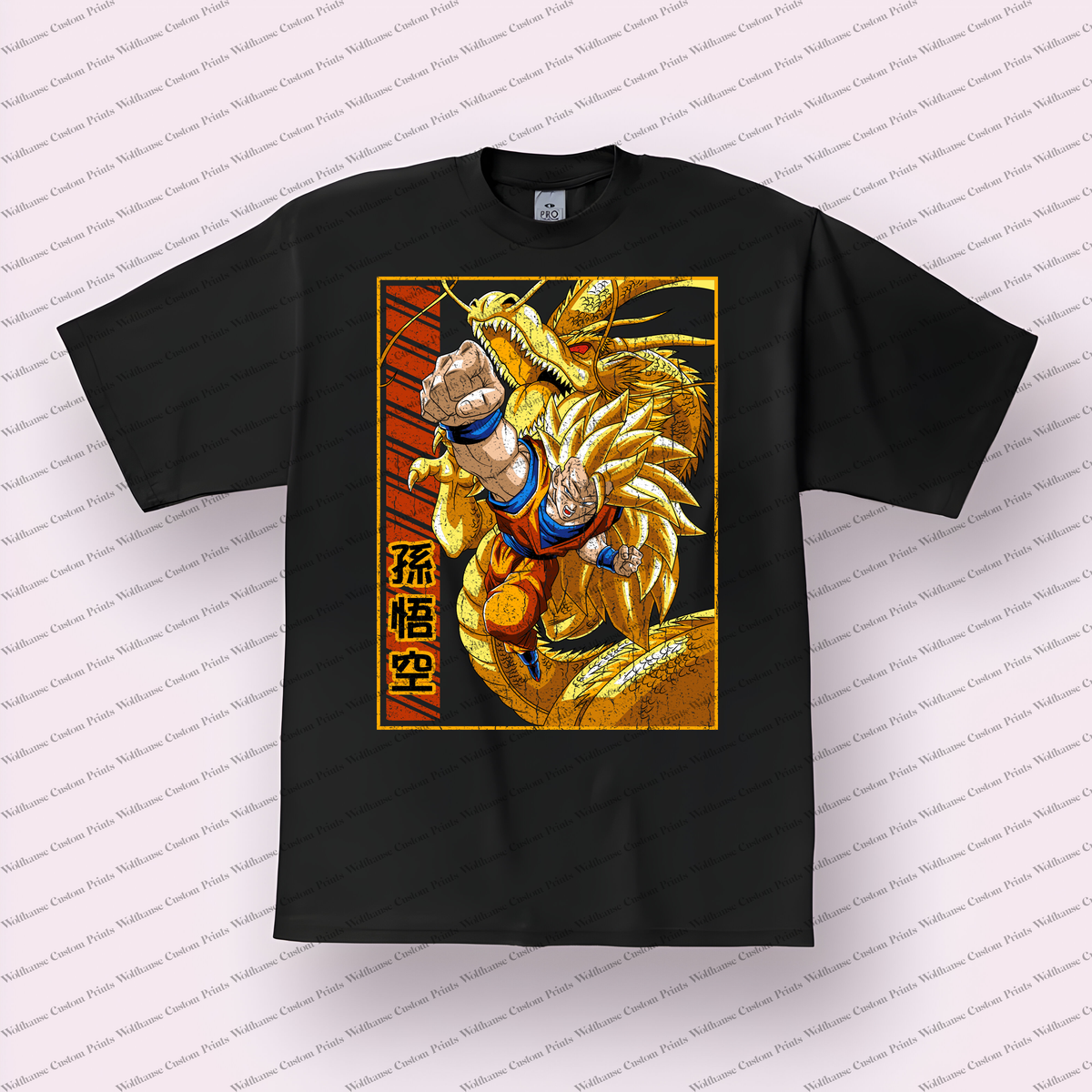 Goku Super Saiyan 3 Golden Dragon Distressed Anime Graphic T-Shirt