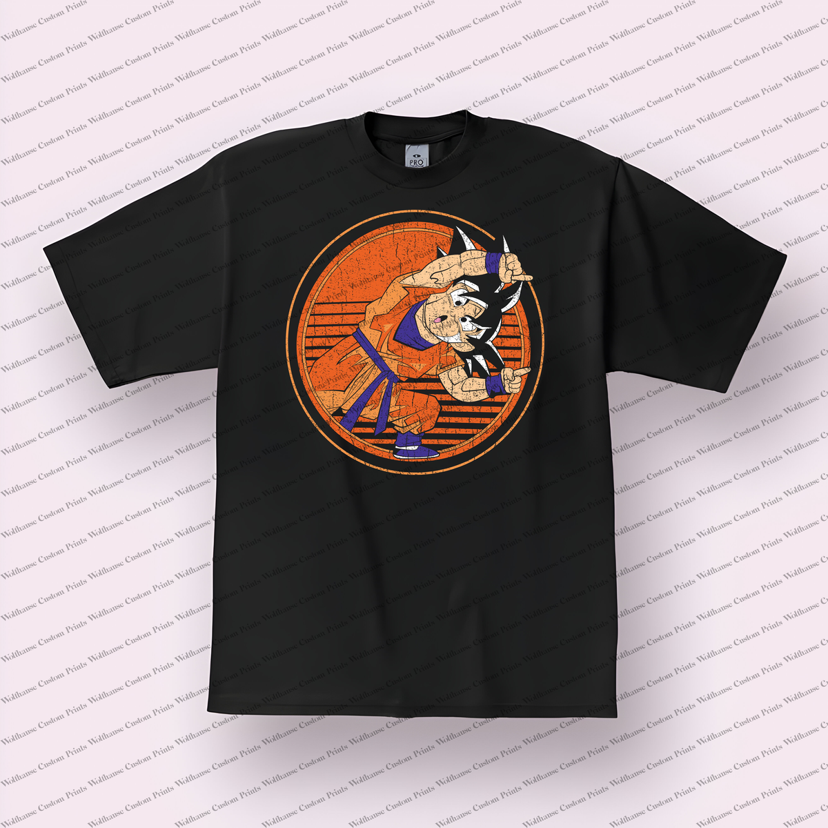Goku Retro Circle Badge Distressed Anime Graphic T-Shirt