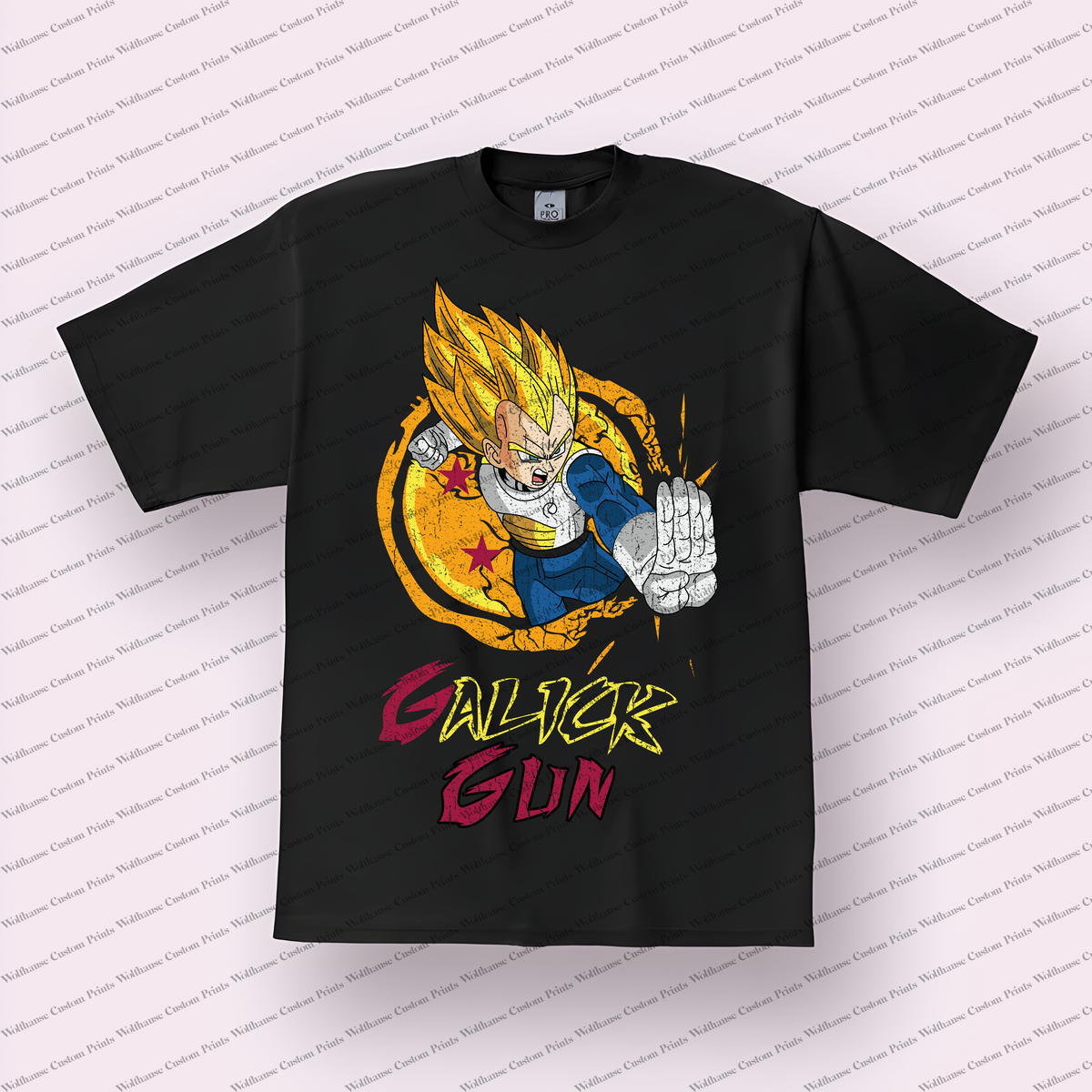 Vegeta Galick Gun Super Saiyan Distressed Anime Graphic T-Shirt
