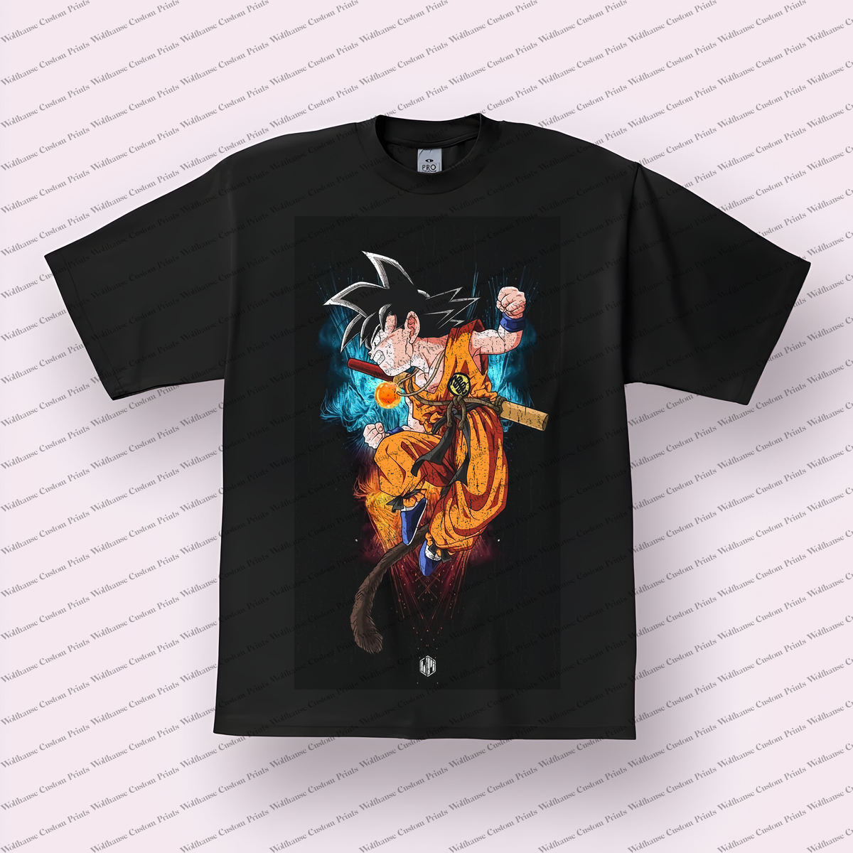 Goku Kid Power Pole Distressed Anime Graphic T-Shirt