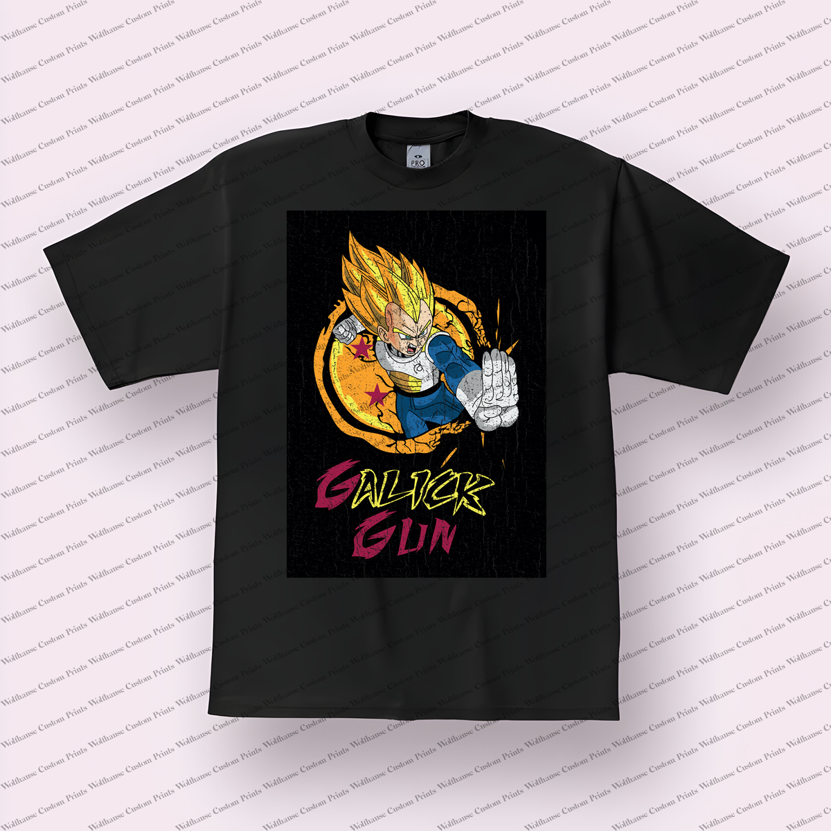 Vegeta Super Saiyan Galick Gun Text Distressed Anime Graphic T-Shirt