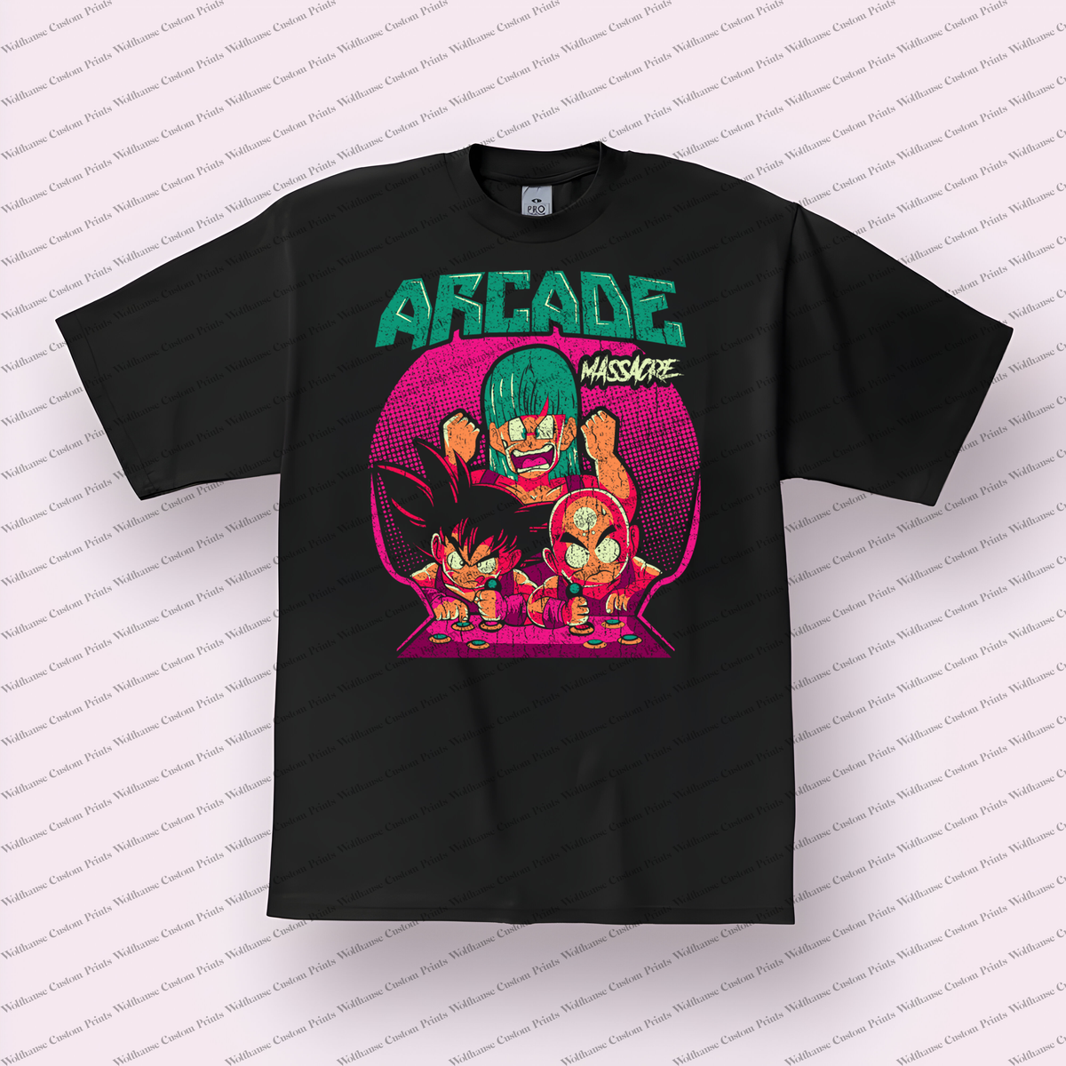 Z Warriors Collage Arcade Massacre Chibi Distressed Anime Graphic T-Shirt