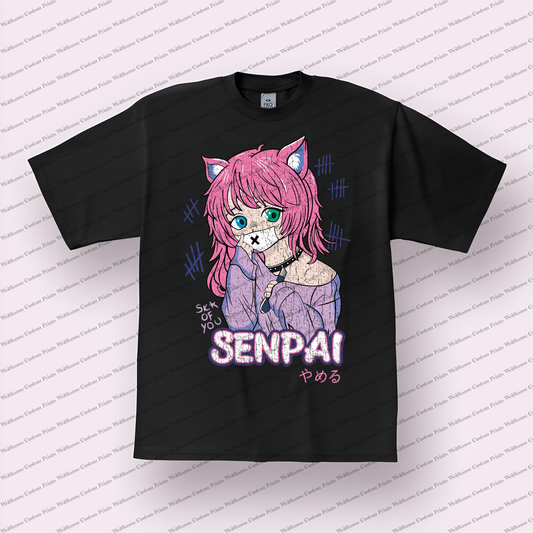 Senpai Distressed Design Graphic Tee