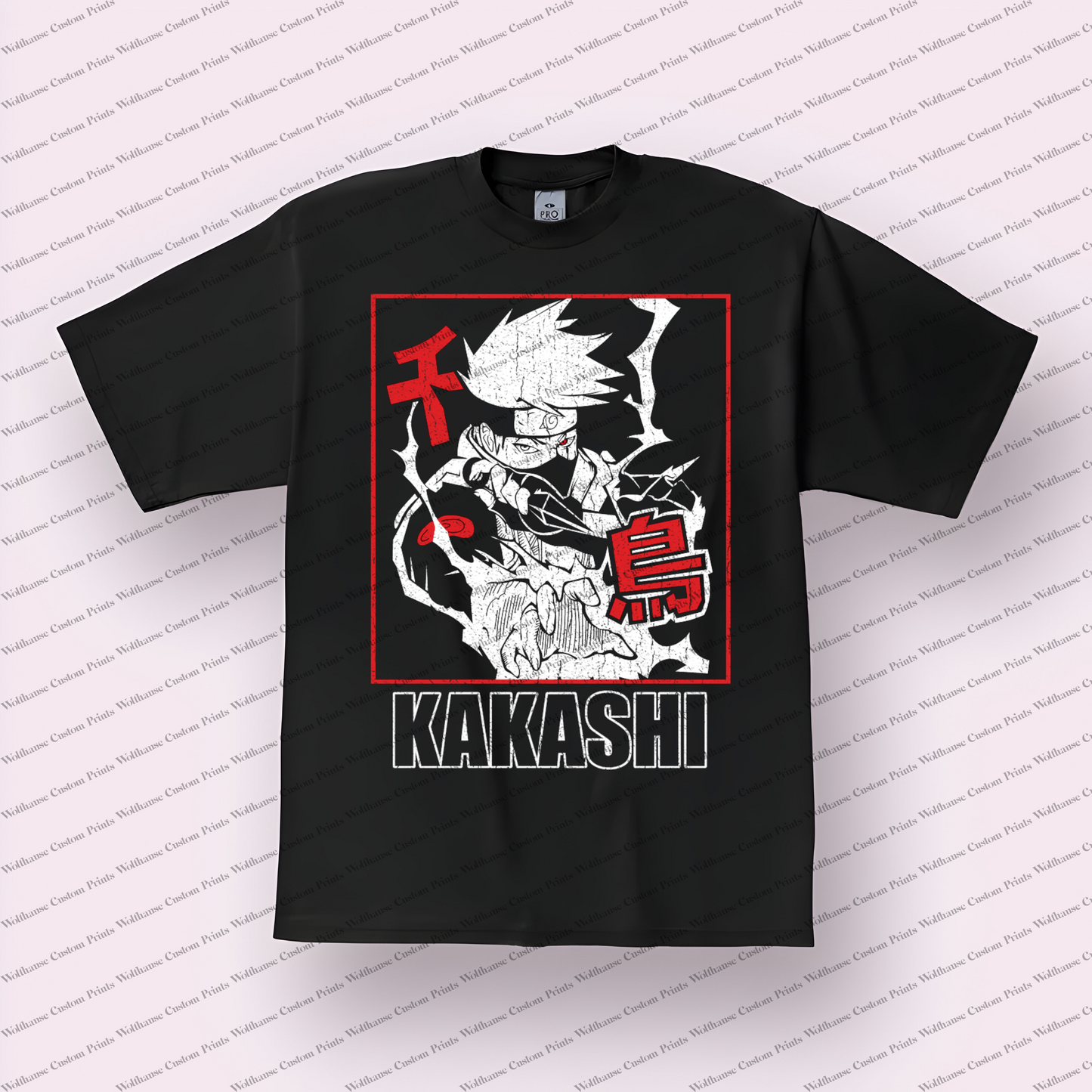 Naruto Kakashi Distressed Design Graphic Tee