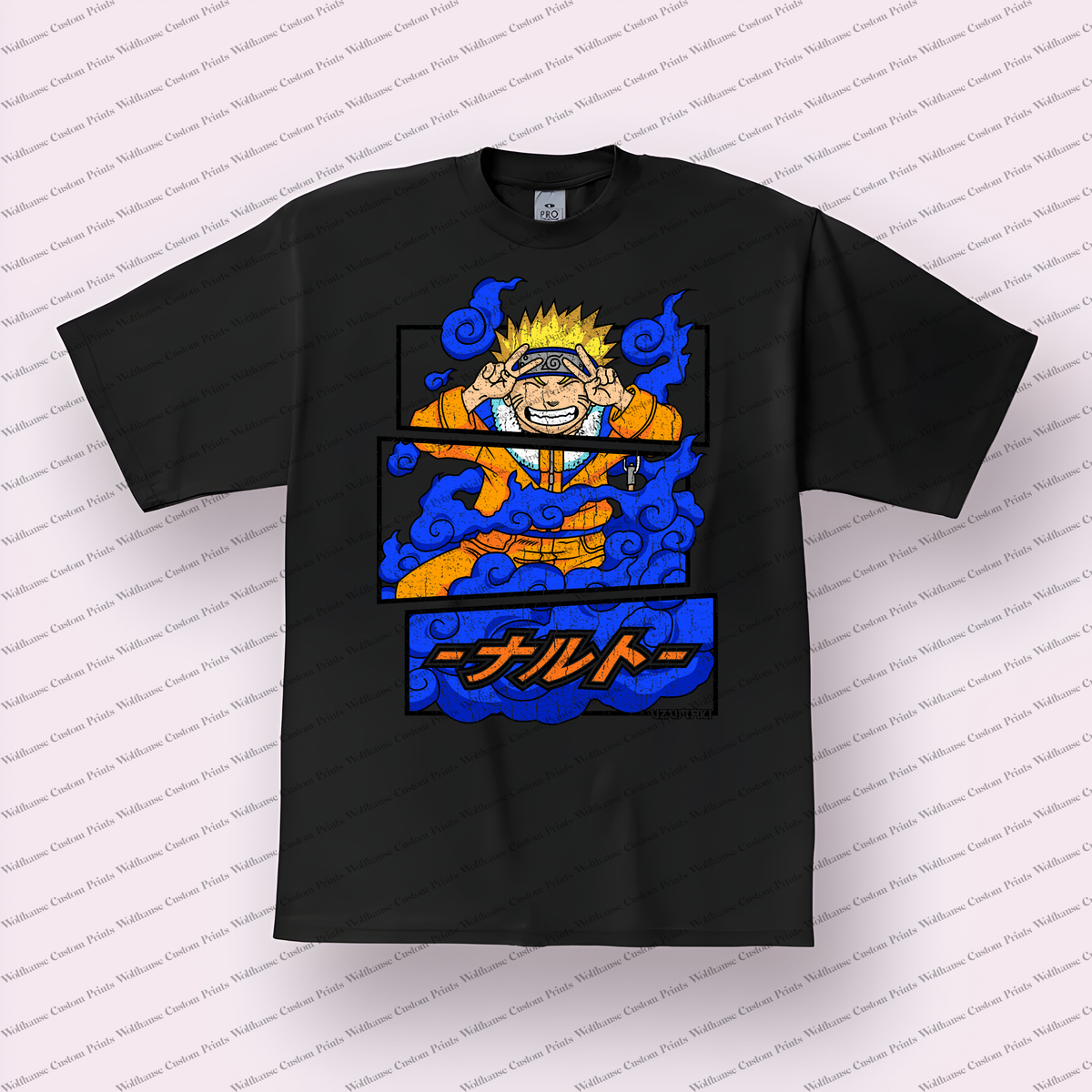 Naruto Young Goggles Blue Clouds Distressed Anime Graphic T-Shirt