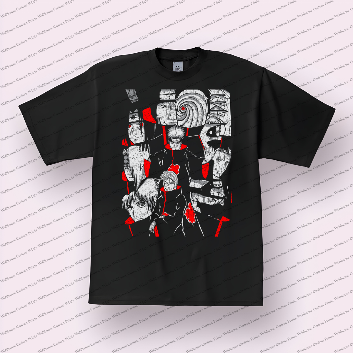 Akatsuki members Group Collage Distressed Anime Graphic T-Shirt