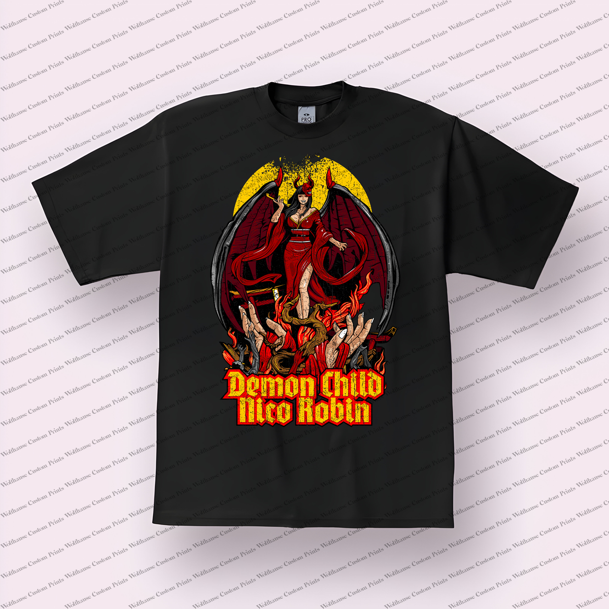 Robin Demon Child Wings Moon Distressed Anime Graphic T-Shirt
