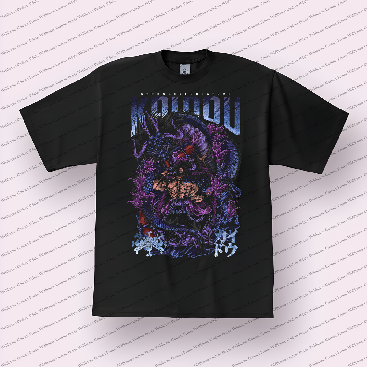 Kaido Dragon Coil Purple Emblem Distressed Anime Graphic T-Shirt