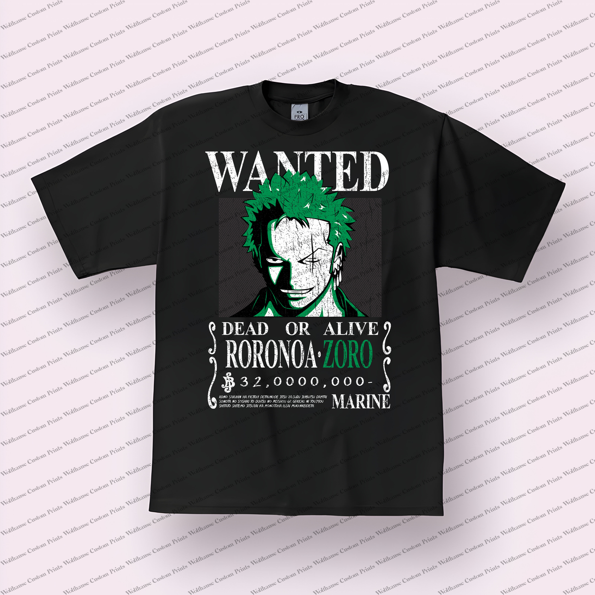 Zoro Wanted Poster Portrait Distressed Anime Graphic T-Shirt