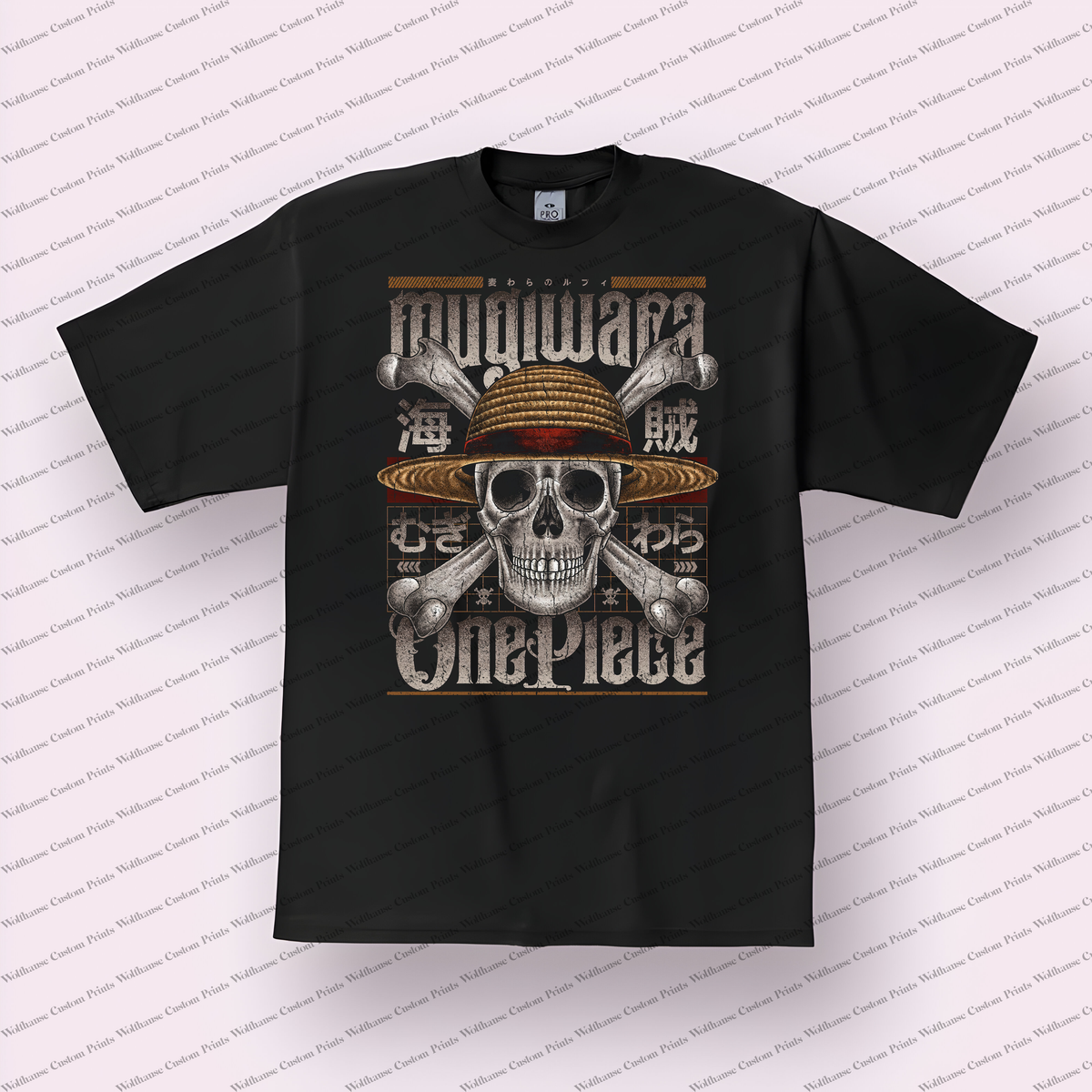 Straw Hat Vintage Skull Crossbones Distressed Anime Graphic T-Shirt