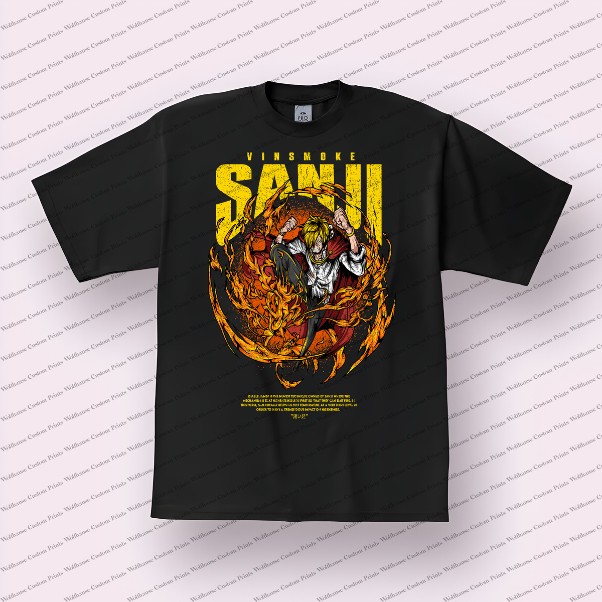 Sanji Diable Jambe Kick Flames Distressed Anime Graphic T-Shirt
