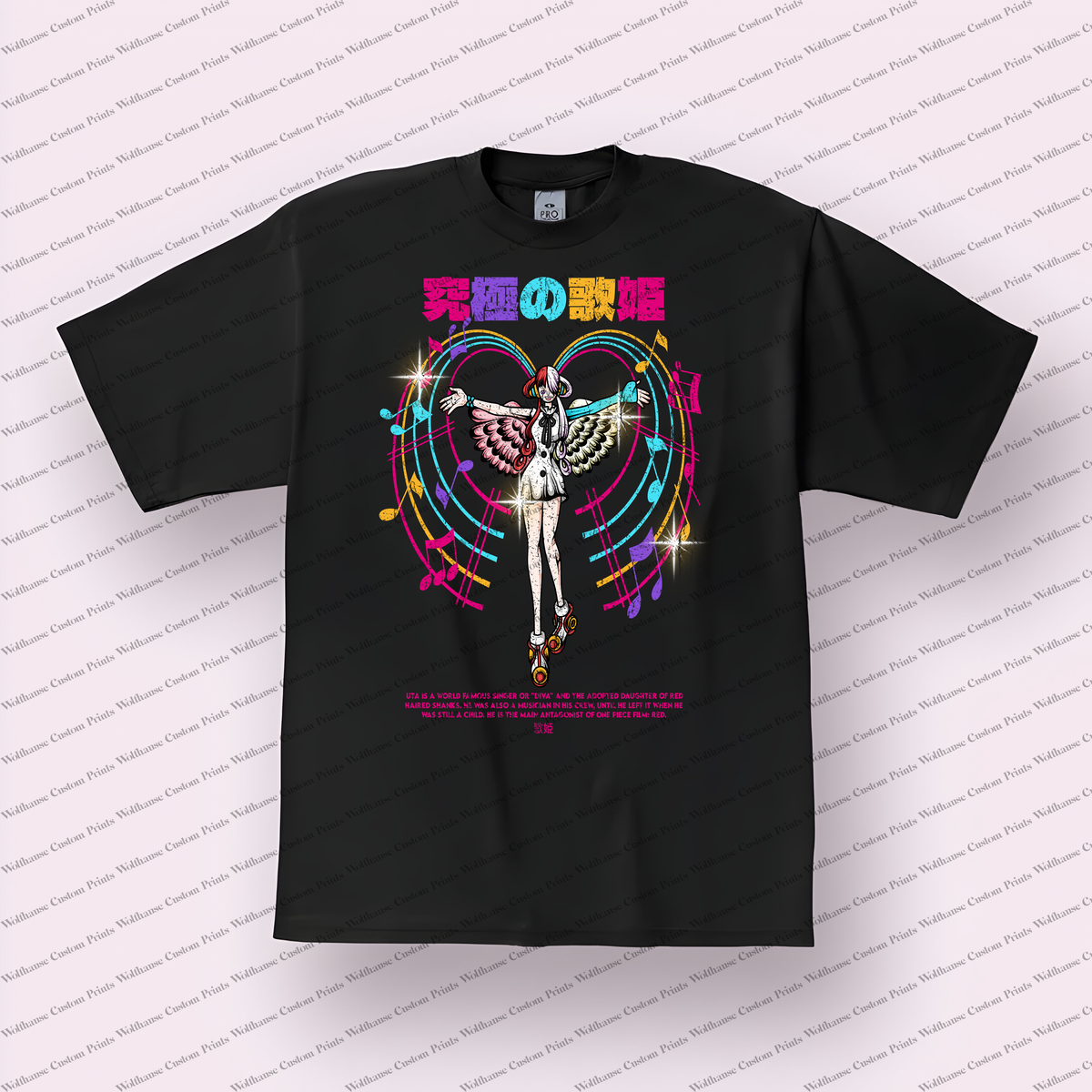 Uta Singer Wings Music Notes Distressed Anime Graphic T-Shirt