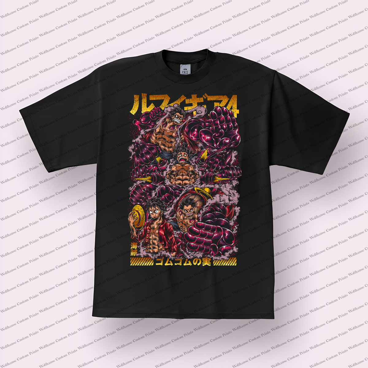 Luffy Gear Fourth Collage Multiple Poses Distressed Anime Graphic T-Shirt