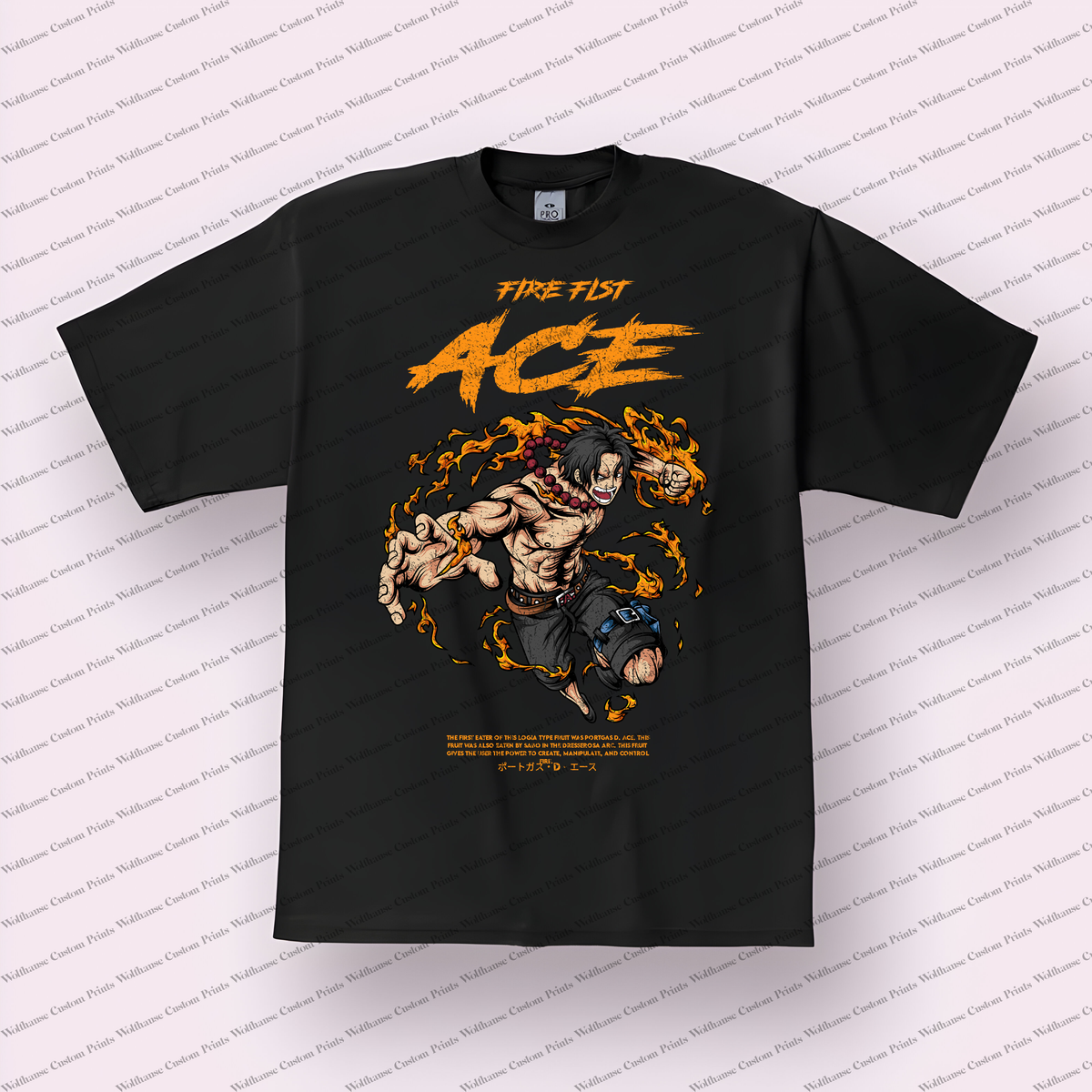 Ace Fire Fist Flaming Action Distressed Anime Graphic T-Shirt