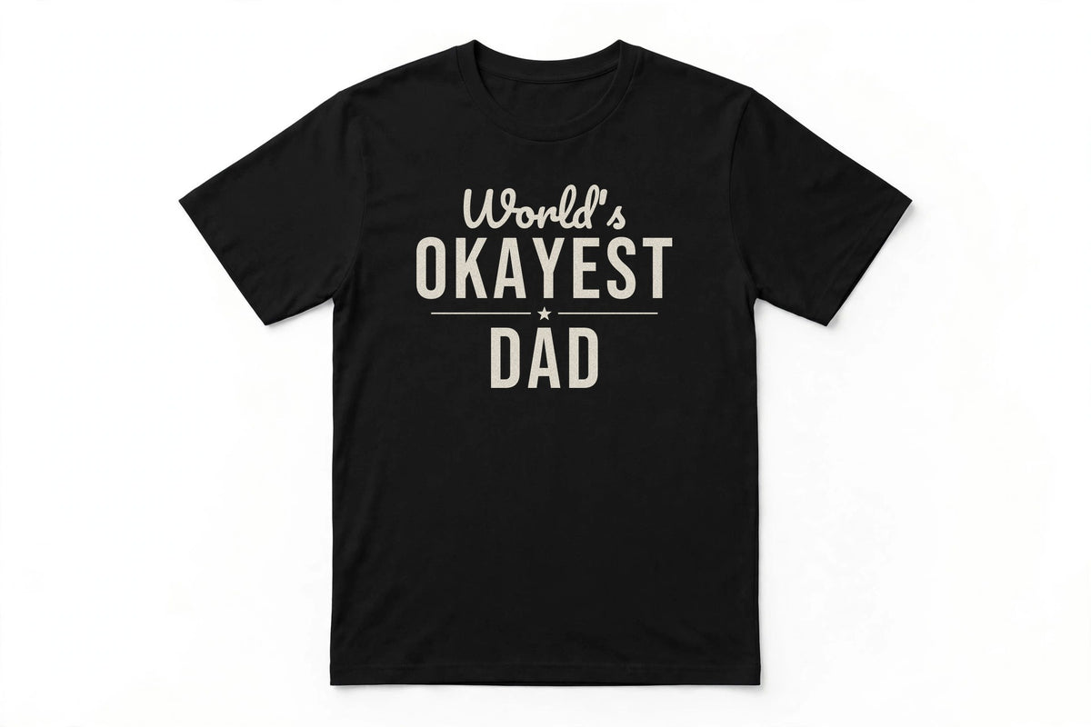 World's Okayest Dad Distressed Funny Graphic T-Shirt
