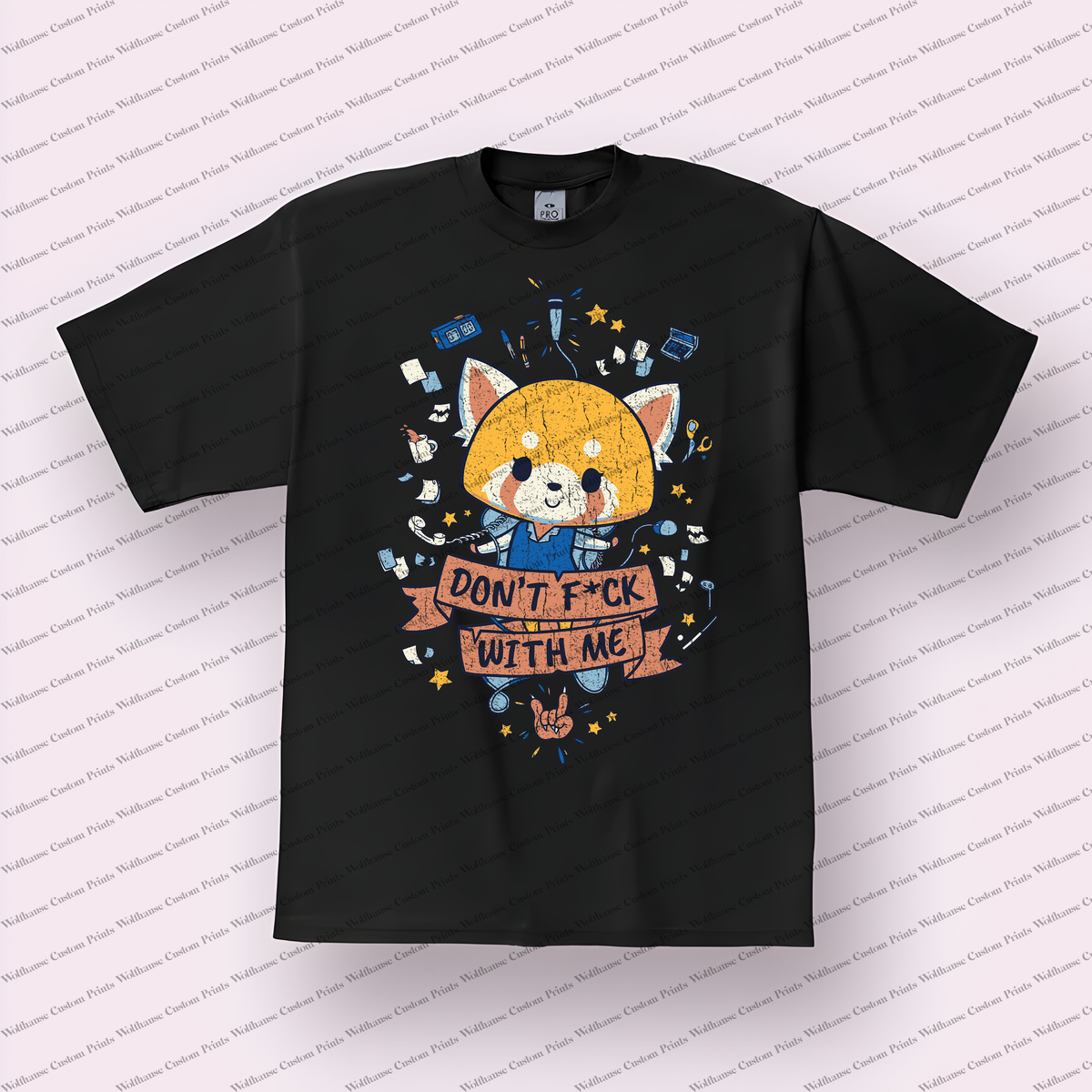 Retsuko Office Quote Banner Design Distressed Anime Graphic T-Shirt