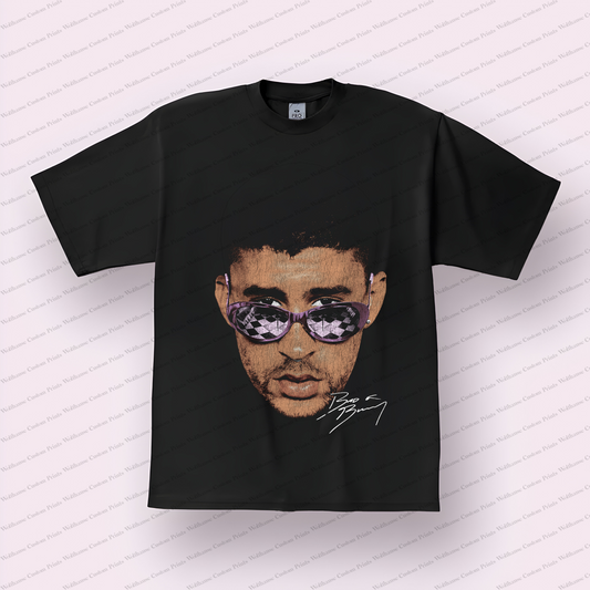 Bad Bunny Big Head Distressed Graphic Tee