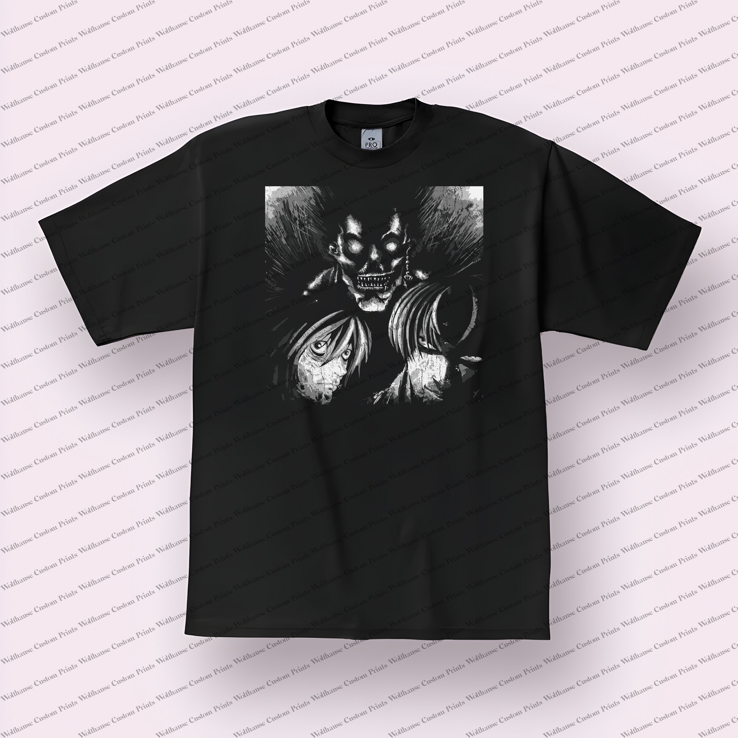 Death Note Ryuk, Light, and L Distressed Graphic Tee