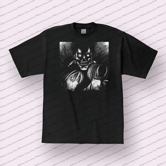 Death Note Ryuk, Light, and L Distressed Graphic Tee