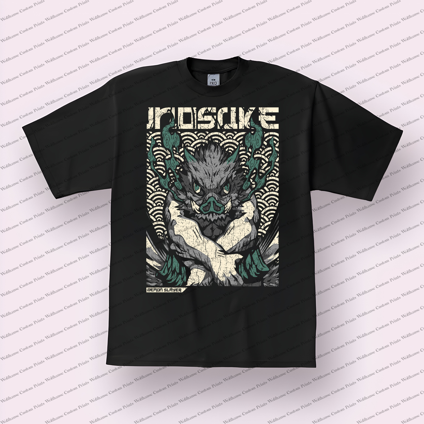 Demon Slayer Inosuke Hashibira Boar Head Distressed Graphic Tee
