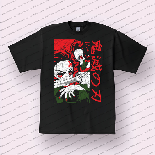 Demon Slayer Distressed Design Graphic Tee