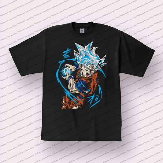 Goku Super Saiyan Blue Kamehameha Distressed Anime Graphic T-Shirt