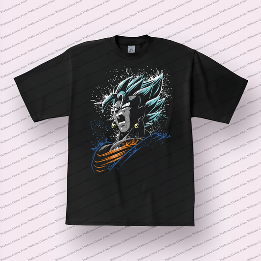 Vegito Super Saiyan Blue Portrait Distressed Anime Graphic T-Shirt