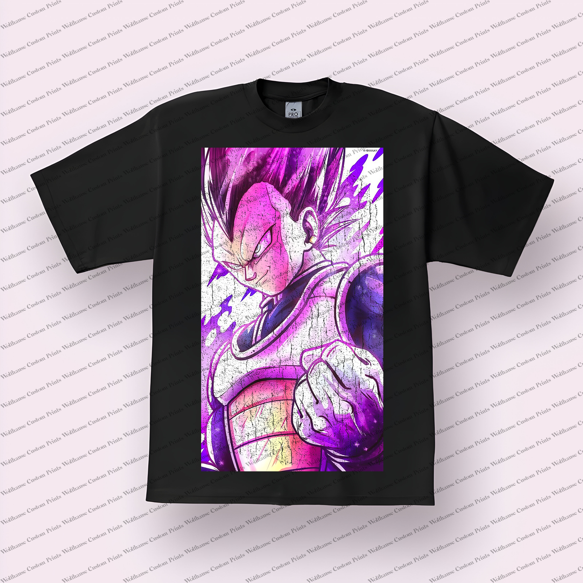 Vegeta Purple Distressed Portrait Distressed Anime Graphic T-Shirt