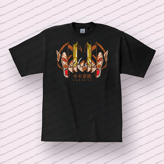 Goku Split Face with Great Ape Distressed Anime Graphic T-Shirt