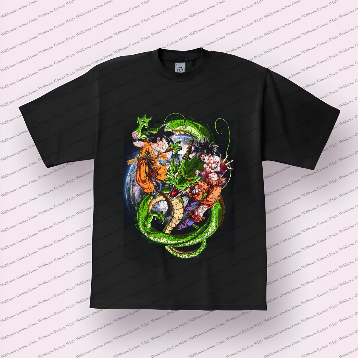 Goku With Shenron Dragon Distressed Anime Graphic T-Shirt