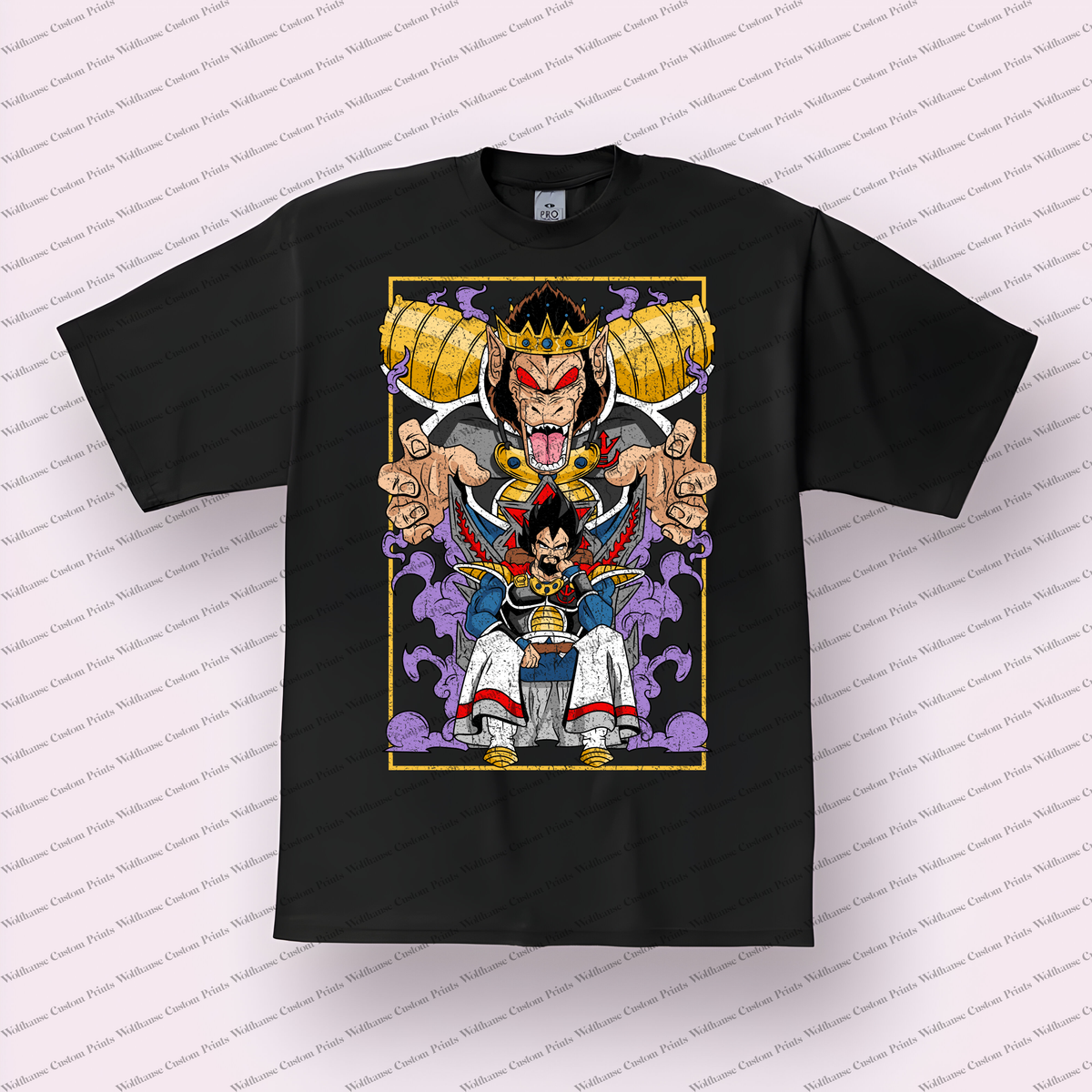 King Vegeta with Great Ape Distressed Anime Graphic T-Shirt
