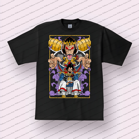 King Vegeta with Great Ape Distressed Anime Graphic T-Shirt