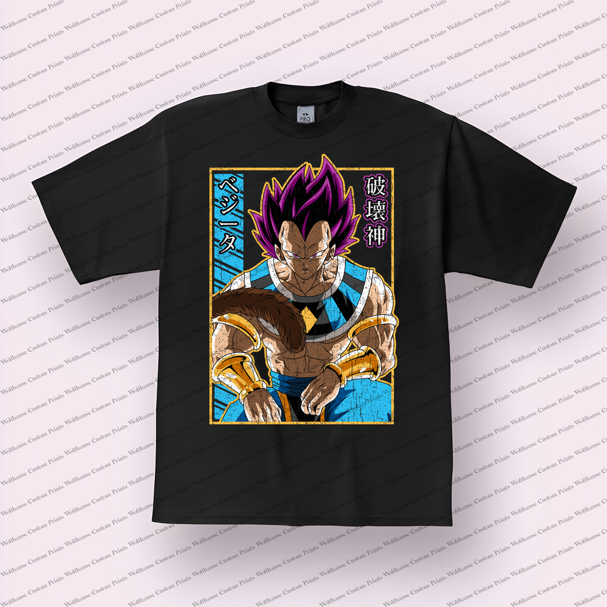 Vegeta Ultra Ego God of Destruction Distressed Anime Graphic T-Shirt