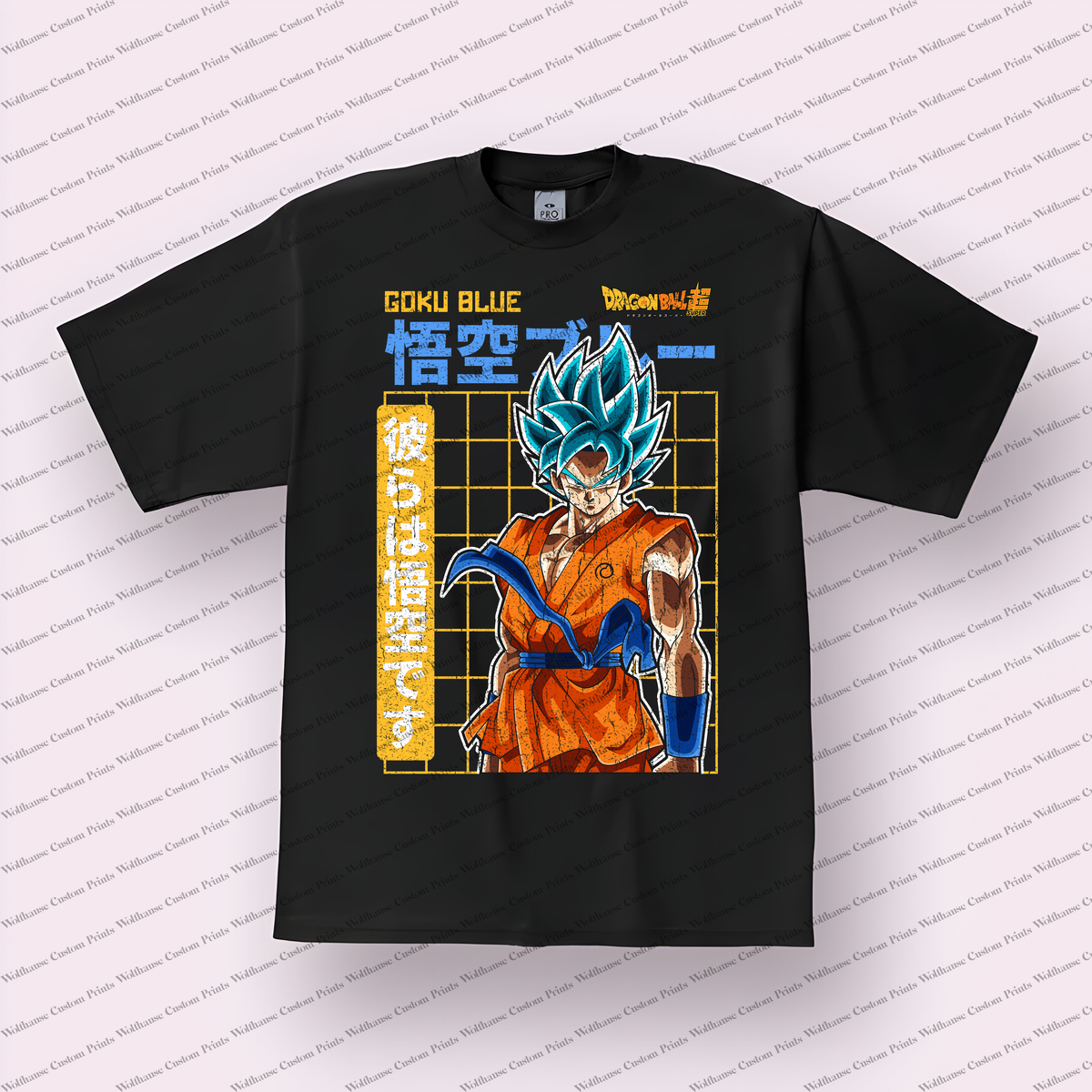 Goku Super Saiyan Blue Poster Distressed Anime Graphic T-Shirt