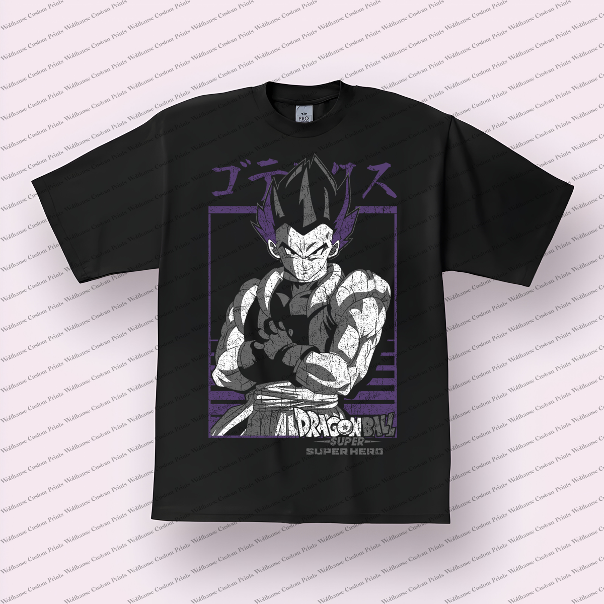 Gotenks Purple Portrait Distressed Anime Graphic T-Shirt