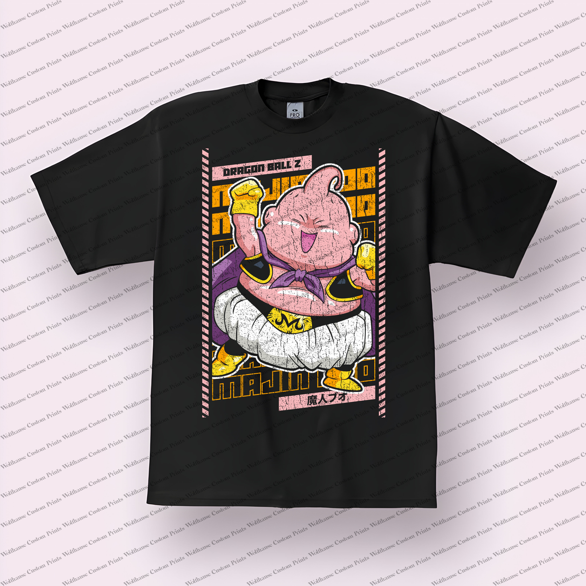 Majin Buu Retro Poster Distressed Anime Graphic T-Shirt