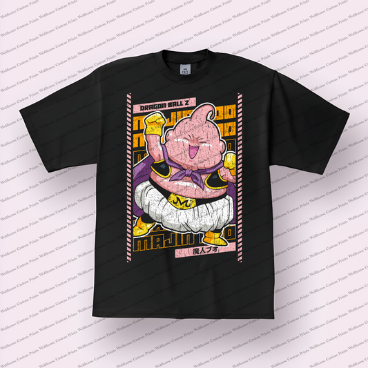 Majin Buu Retro Poster Distressed Anime Graphic T-Shirt