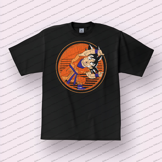 Goku Retro Circle Badge Distressed Anime Graphic T-Shirt