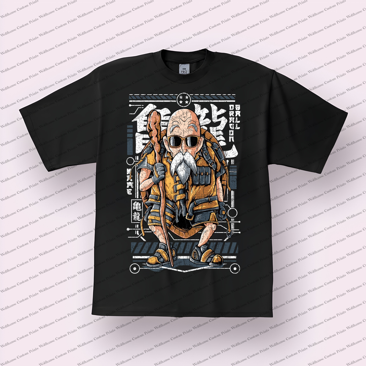 Master Roshi Turtle Hermit Poster Distressed Anime Graphic T-Shirt