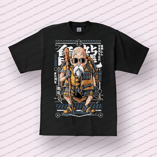 Master Roshi Turtle Hermit Poster Distressed Anime Graphic T-Shirt